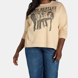 Terra & Sky Cream Crewneck Top with Beatles Graphic